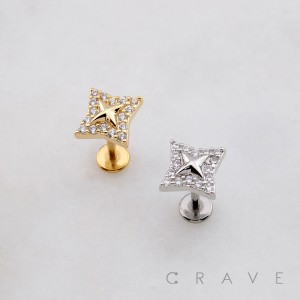 CELESTIAL STARBURST MULTI CZ CRESCENT THREADLESS (PUSH IN) 316L SURGICAL STEEL LABRET SET